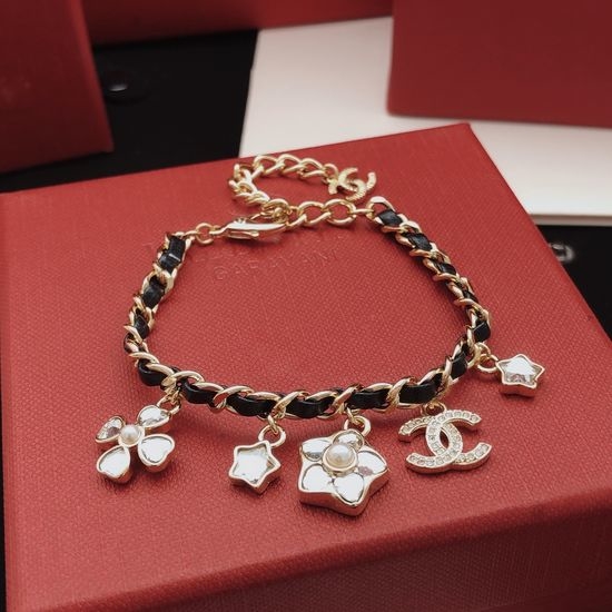 Chanel Leather Clover Star Bracelet