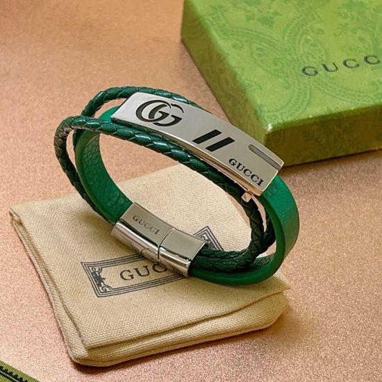 Gucci Genuine Leather Retro Braided Bracelet