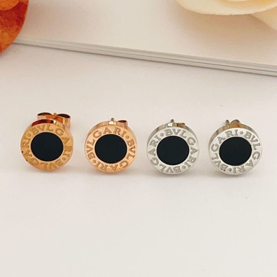 Bvlgari Black Ceramic Round Stud Earrings