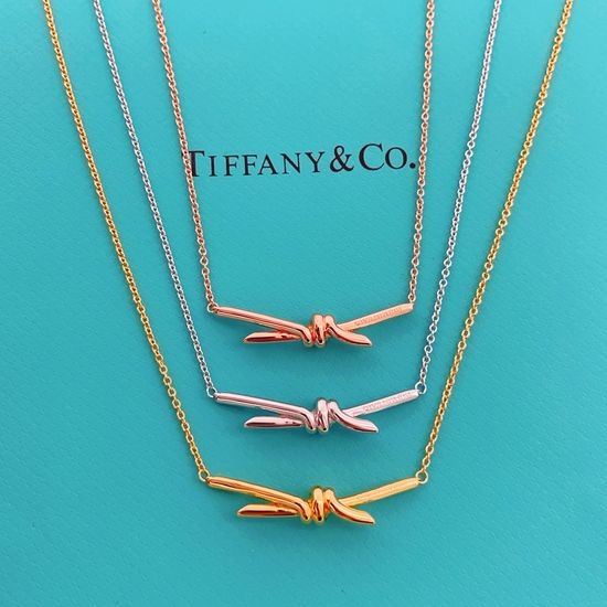 Tiffany & Co. Smooth Bow Knot Three Tone Necklaces