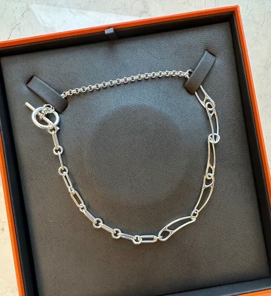 Hermes Delicate Heart Safety Pin Necklace