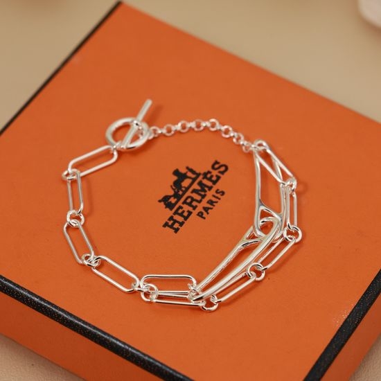 Hermes Delicate Heart Safety Pin Bracelet