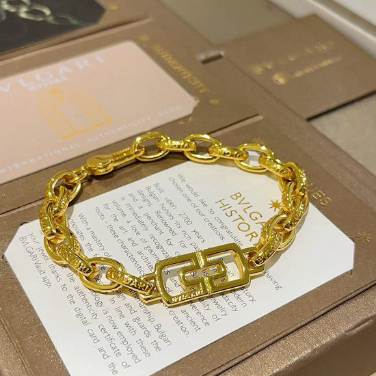 Bvlgari Elegant V Gold Charm Bracelet