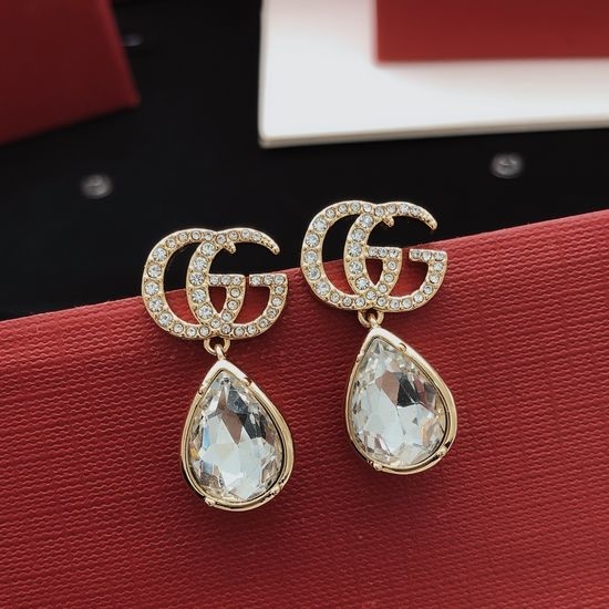 Gucci Drop Diamond Stud Earrings Brass Material