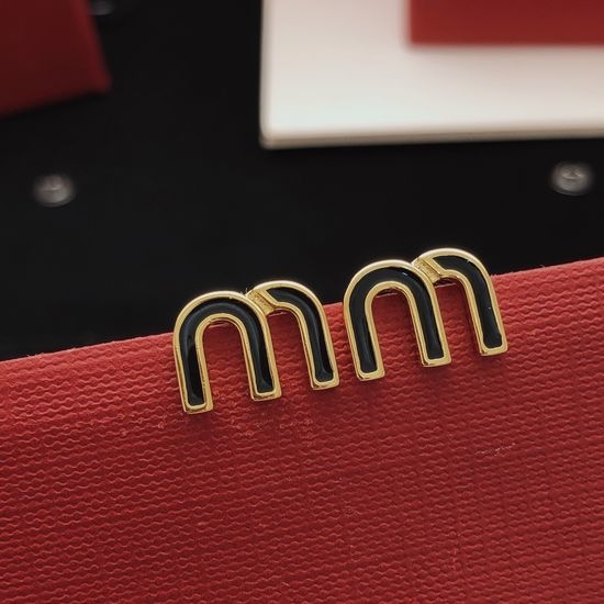 Miu Miu Classic Black Brass Stud Earrings