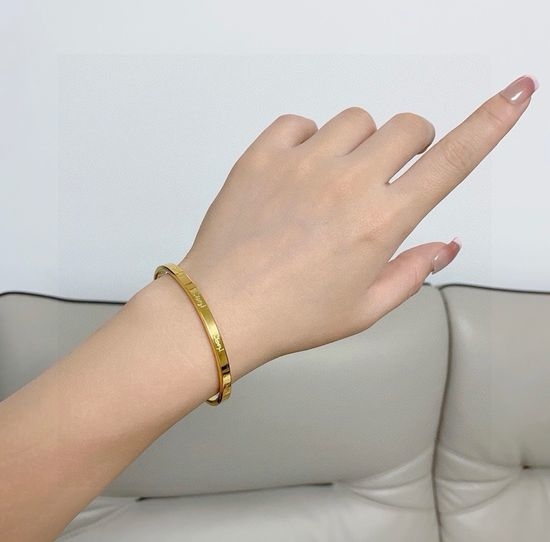 Yves Saint Laurent YSL Engraved Narrow Bangle Durable Stainless Steel