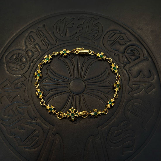 Chrome Hearts Green Diamond Cross Bracelet
