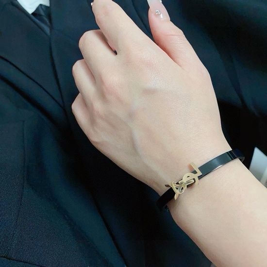 Yves Saint Laurent YSL Narrow Two-tone Engraved Bangle