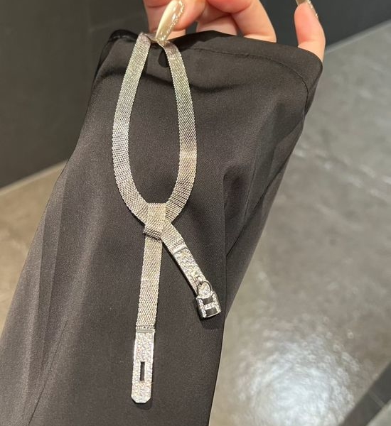 Hermes Zircon Buckle Pendant Necklace