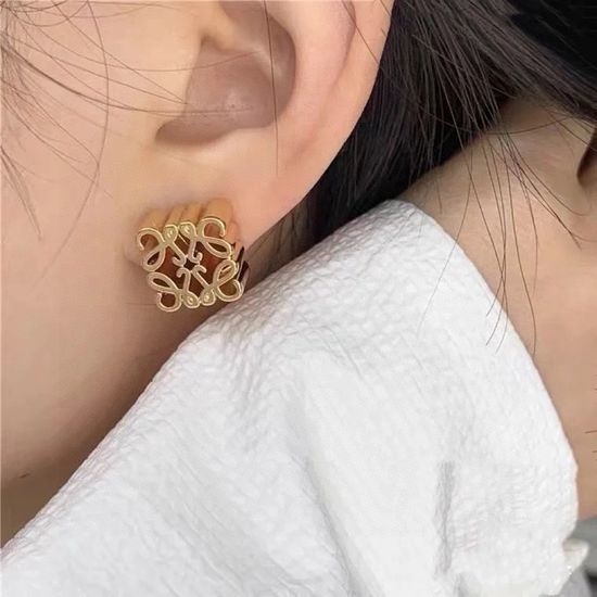Loewe Rhombus Pattern Textured Hoop Earrings