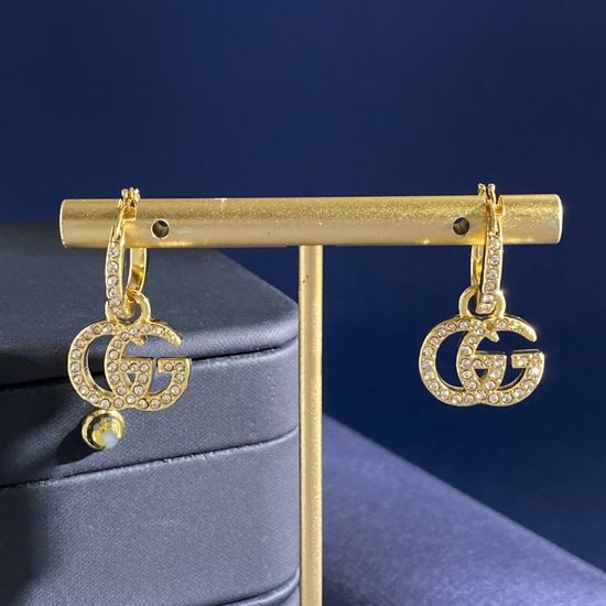 Gucci Diamond Inlaid Double Letter Hoop Earrings