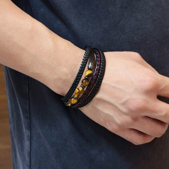 Chrome Hearts Engraved Pattern Leather Cord Bangle