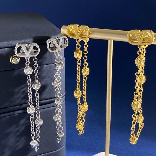Valentino Tassel Chain Geometric Drop Earrings