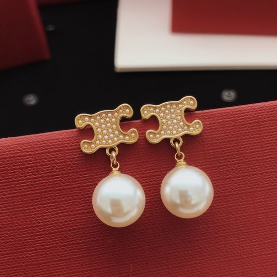 Celine Pearl Dangle Delicate Stud Earrings
