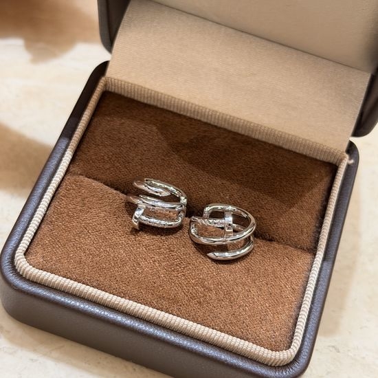 Cartier Three Layer Nail Clip On Earrings