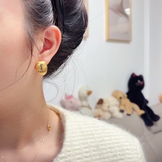 Yves Saint Laurent YSL Vintage Brushed Face Flattering Earrings