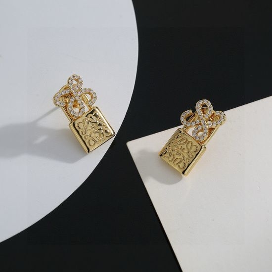 Loewe Artistic Loewe Logo Earrings with Diamonds