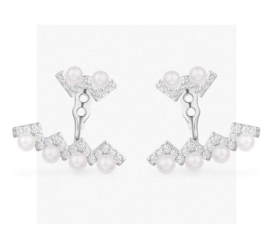 Apm monaco Wavy Line Freshwater Pearl Stud Earrings