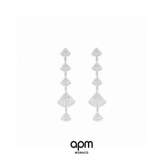 Apm monaco Long Fan Dangle Earrings with Cubic Zirconia