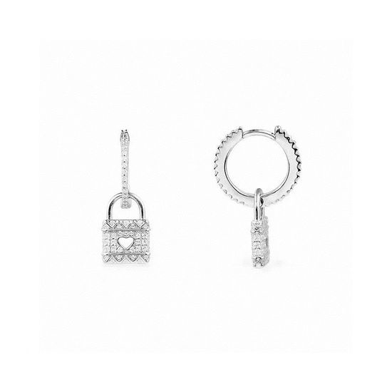 Apm monaco Hollow Heart Lock Cubic Zirconia Earrings