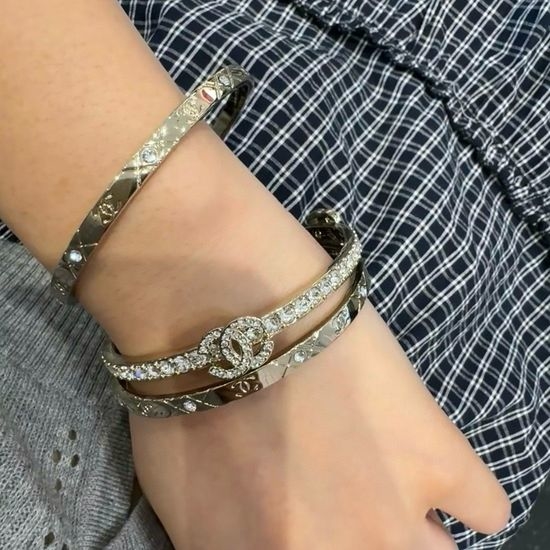Chanel Full Diamond Three Piece Bangle Set