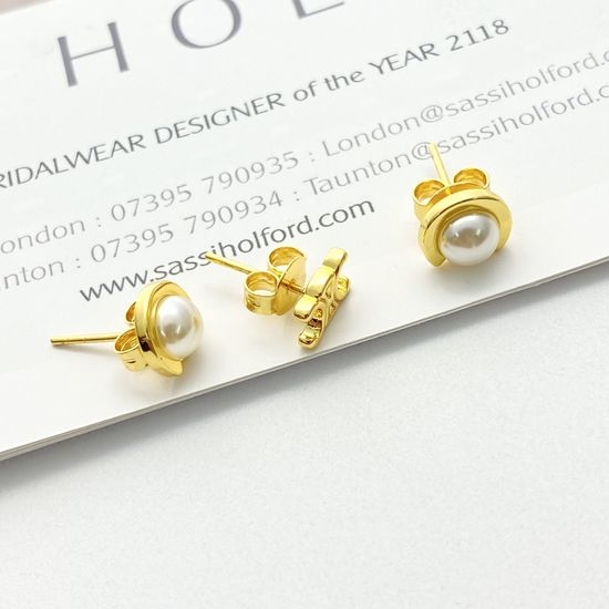 Celine Pearl Stud Earrings Set Three Pieces