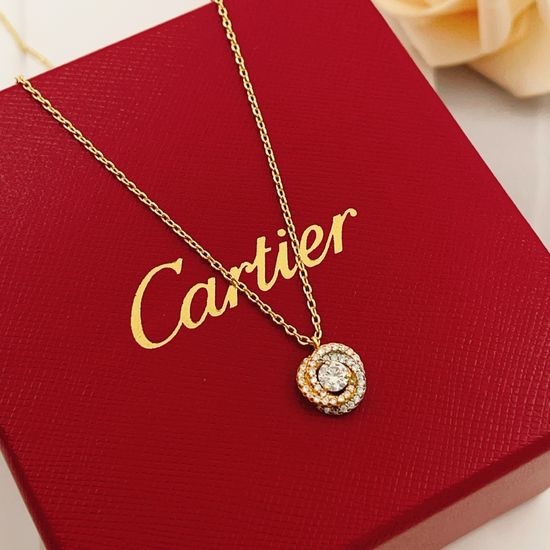 Cartier Three Ring Twisted Full Diamond Necklace