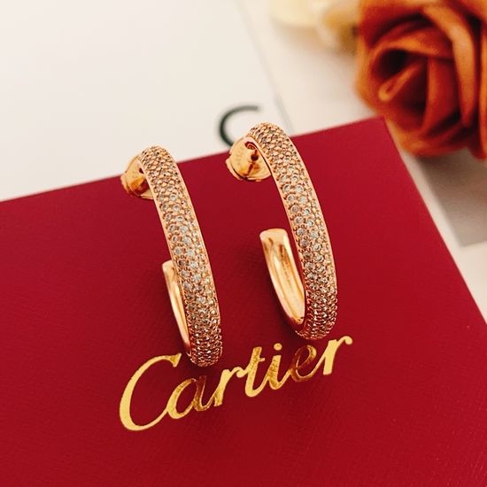 Cartier Diamond Inlaid Rose Gold Earrings