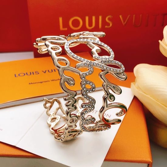 Louis Vuitton LV Golden Letter Bangle Brass Material