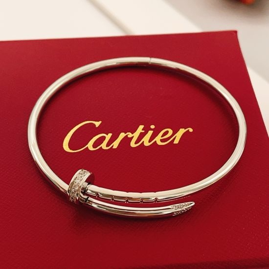 Cartier Silver Diamond Inlaid Nail Bracelet