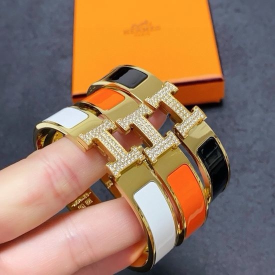 Hermes Diamond Encrusted Bracelet Elegant Bangle