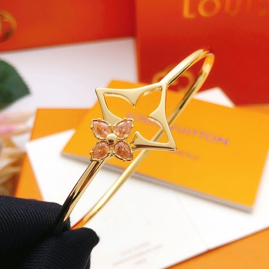 Louis Vuitton LV Marquise Cut Colored Diamond Bangle Brass