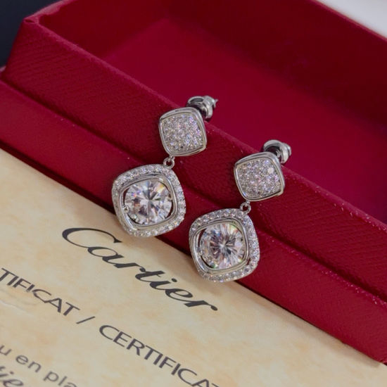 Cartier Diamond Inlaid Elegant Stud Earrings