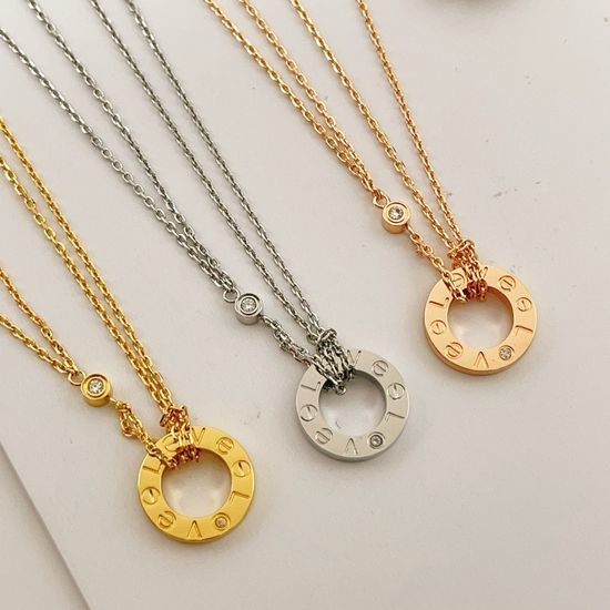 Cartier Three Color Cubic Zirconia Pendant Necklace Set