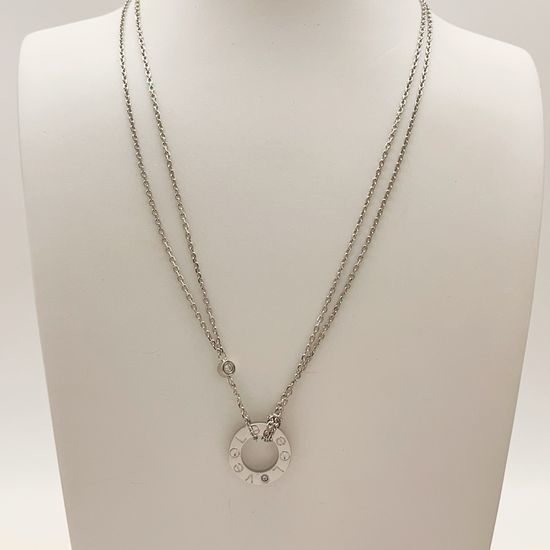 Cartier Silver Cubic Zirconia Round Pendant Necklace