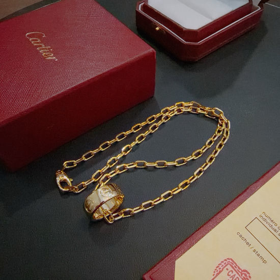 Cartier Elegant V Gold Ring Shape Necklace