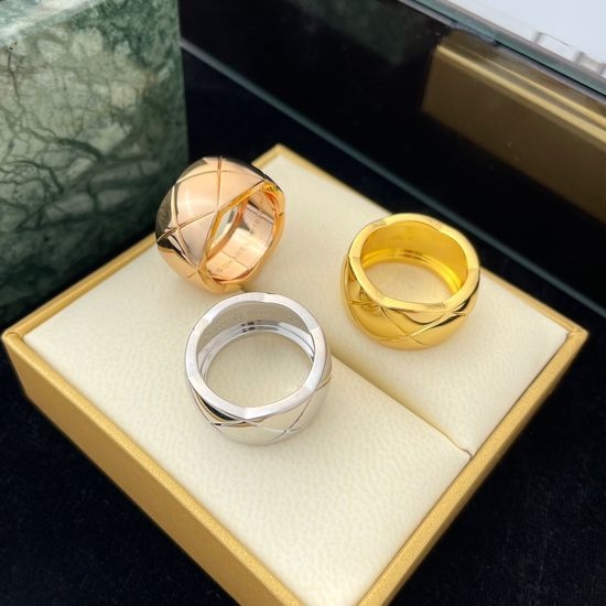 Chanel Premium Quilted Pattern Wide Ring