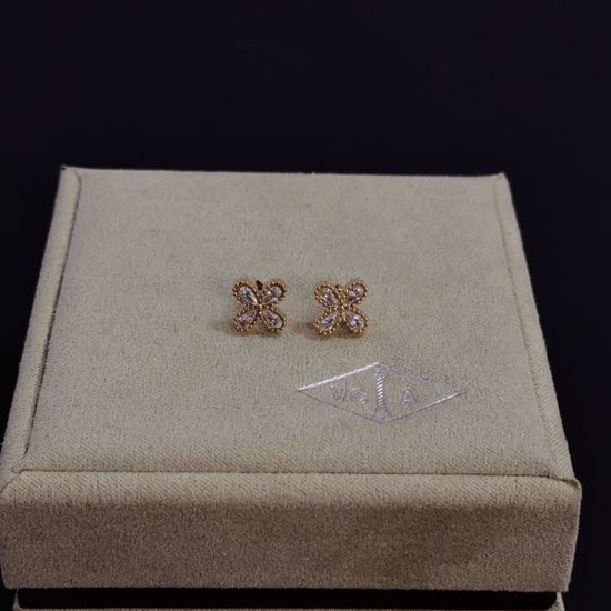 Van Cleef & Arpels VCA Clover Diamond Stud Earrings