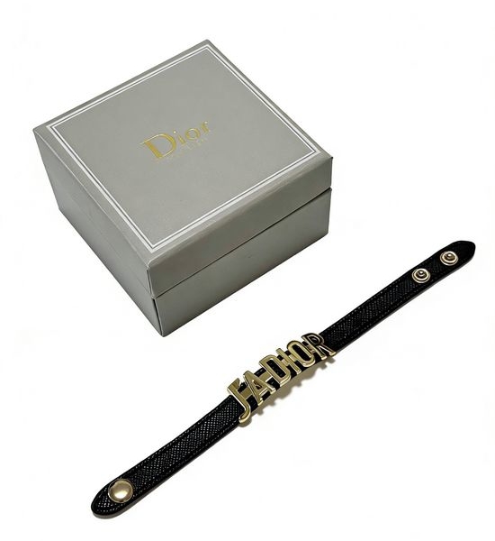 Christian Dior CD Genuine Leather Bracelet Vintage Adjustable Design