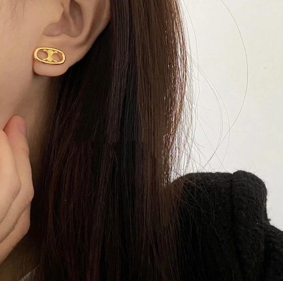 Celine Mini Smooth Earrings Brass Material