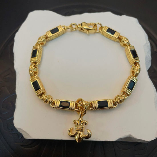 Chrome Hearts Diamond Cross Gold Tone Bracelet