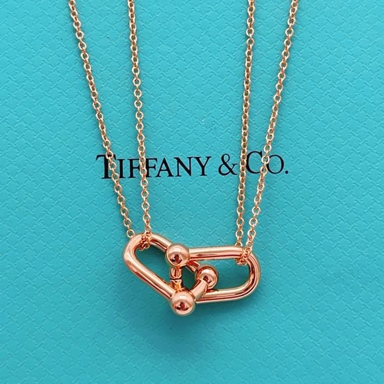 Tiffany & Co. Rose Gold Double U Necklace Elegant Fine Jewelry