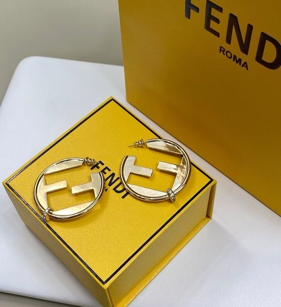 Fendi Matte Gold Large Hoop Earrings