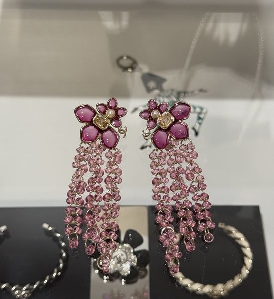 Chanel Flower Tassel Long Drop Earrings