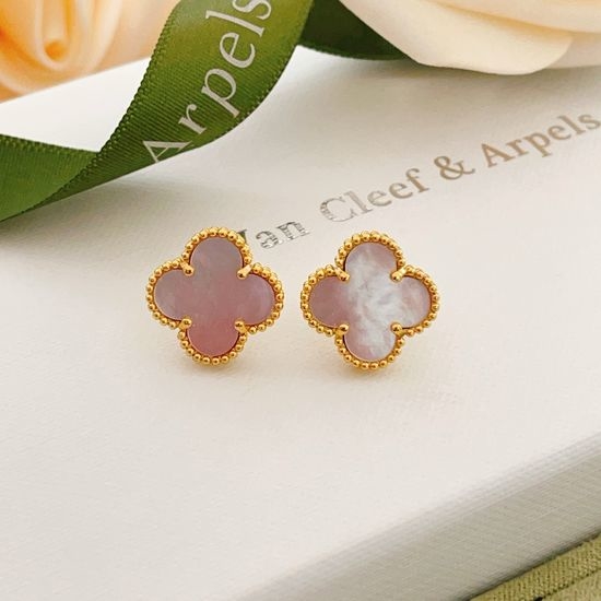 Van Cleef & Arpels VCA Pink Mother of Pearl Clover Earrings