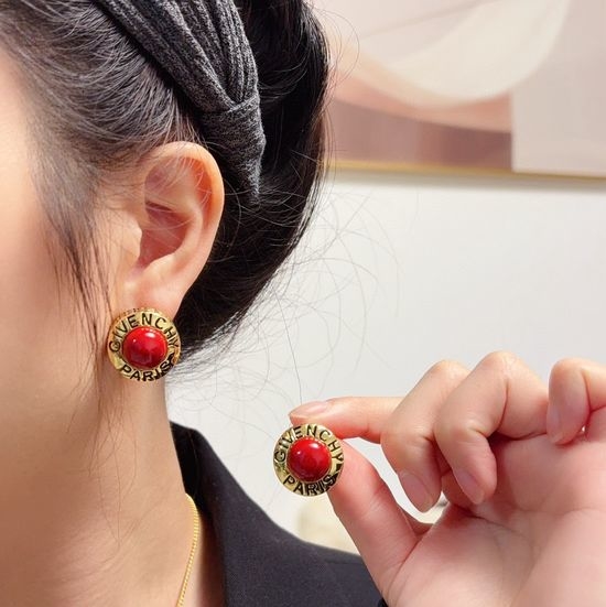 Givenchy Vintage Carved Round Thick Stud Earrings
