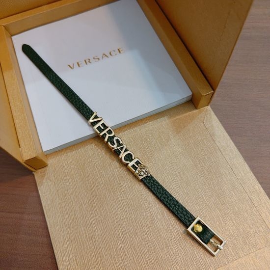 Versace Medusa Logo Inlaid Leather Bracelet