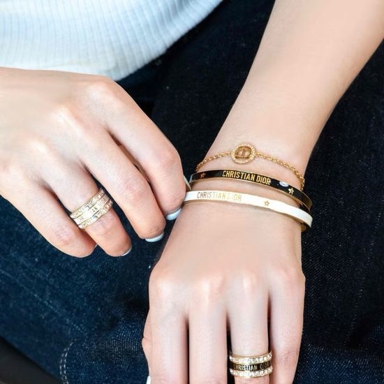 Christian Dior CD Sparkling Black White Stackable Bangle