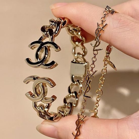 Chanel Logo Opening Spring Stainless Steel Bangle