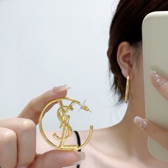 Yves Saint Laurent YSL Vintage Gold Full Rhinestone Stud Earrings